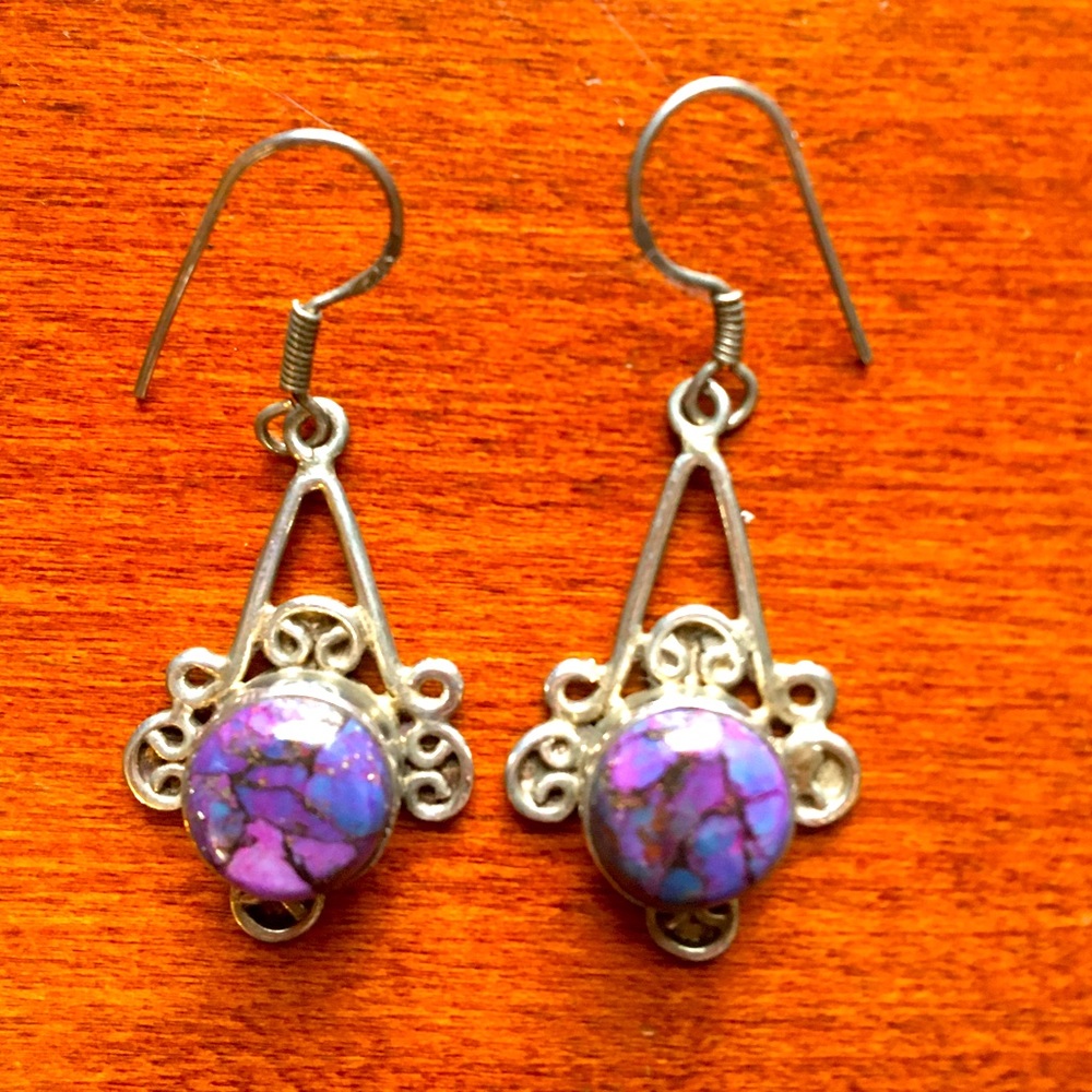 Purple turquoise .925 sterling silver earrings